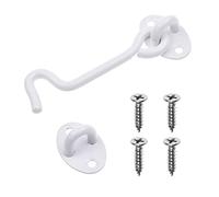 Eco-Fused Chiusura con Gancio e Occhiello Resistente da 4 Pollici - 2x Serratura per Porte a Battente (Bianco), 8x Viti di Montaggio (1x 4 Chiusura con Gancio e Occhiello (Bianco))