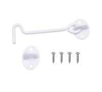 Eco-Fused Chiusura con Gancio e Occhiello Robusta 13 cm - 1x Serratura per Fienile (Bianco), 4x Viti di Montaggio - Ganci in Acciaio Inossidabile Verniciato a Polvere per Porte