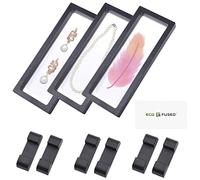 Eco-Fused Cornice Flottante 3D Trasparente - Set di 3 - Espositore a Sospensione per Oggetti da Collezione, Cimeli, Decorazioni - Porta Monete, Gioielli, Medaglie, Pietre Preziose (Nero)