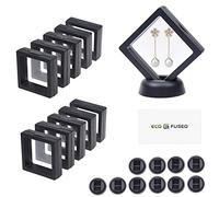 Eco-Fused Cornice Flottante Trasparente 3D - Set di 10 - Vetrinetta Sospesa per Oggetti da Collezione, Cimeli, Decorazioni - Supporti per Monete, Gioielli, Medaglie, Pietre Preziose (Nero)