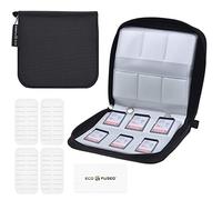 Eco-Fused Custodia per Schede di Memoria - Contiene fino a 44x SD, SDHC, Micro SD, Mini SD e 4X CF - Custodia con 44 Slot (8 Pagine) - per Archiviazione e Viaggi - Panno di Pulizia e Etichette