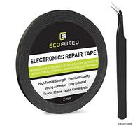 Eco-Fused Nastro Adesivo da Usare per Riparazioni Cellulari - Nastro da 2 mm - Include Anche 1 Paio di Pinzette/Panno di Pulizia in Microfibra (Nero)