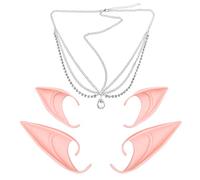 Eco-Fused Set Cosplay - Costume Fata, Elfo, Anime, Boho Chic - Include 1 Copricapo a Goccia con Strass a Diadema a Catena a Foglia, 1 Paio di Orecchie da Elfo Lunghe, 1 Paio di Orecchie da Elfo Corte