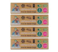 Eco Green Living Sacchetti per alimenti e congelatore da 2 litri, ecologici, senza BPA, 100% compostabili, a base vegetale, biodegradabili, ideali per conservare verdura, carne e panini. 140 sacchetti