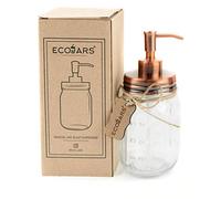Eco Jars Mason Jar Dispenser di sapone, rame, oro rosa, vetro, vintage, acciaio inossidabile, 500 ml, confezione regalo per inaugurazione della casa