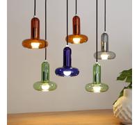 Eco-Light Lampada a sospensione Perseus, colorata, lunghezza 65 cm, a 6 luci, vetro Eco-Light