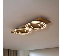 Eco-Light Plafoniera LED Rifia, marrone, 70 cm, a 2 luci, legno Eco-Light