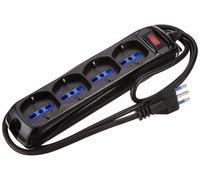 Eco Line Multipresa con interruttore 4 prese nero 1,4m H05VV F3G1,0 IT con