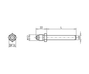 ECO Perno di ricambio per asta (barra di pressione), lunghezza 110 mm, quadrato 9 mm, acciaio zincato