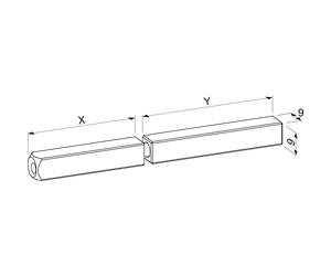 ECO Perno quadrato 9 mm diviso 70/75 mm (perno di spinta) per maniglie della porta, perno quadrato, acciaio zincato