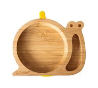 eco rascals Piatto a forma di lumaca in bambù naturale per neonati - Piatto a ventosa a forma di lumaca, piatto per lo svezzamento con due sezioni, base con ventosa rimovibile (giallo)