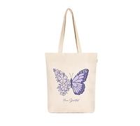 Eco Right Borsa da donna in tela estetica: spaziosa, chiusura con cerniera, riutilizzabile, ideale per spiaggia, shopping, viaggi, scuola, generi alimentari