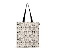 Eco Right Borsa Stoffa Shopper, Cotone Tote Bag, Borsa Donna, Borsa tote Tracolla cotone e tela con manici stampa, Borsa shopper riutilizzabile ecocompatibile lavabile