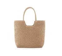 Eco Right Borsa Tote da Donna in Rafia Intrecciata, Borsa a Mano e a Spalla con Zip e Tasca Interna, Grande Borsa da Spiaggia, Borsa Estiva da Viaggio, Shopper per Shopping e Vacanze
