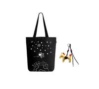 Eco Right Organic Canvas Tote Bag for Women + Bag Charms Combo - 100% cotone organico Tote con cerniera e portachiavi Charms - Set regalo per college, shopping e borsa da spiaggia