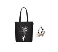 Eco Right Organic Canvas Tote Bag for Women + Bag Charms Combo - 100% cotone organico Tote con cerniera e portachiavi Charms - Set regalo per college, shopping e borsa da spiaggia