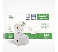 ECO ROOLLS® - Rotoli Cassa 80x80 Termica Fiscale - Rotolo per stampante registratore di cassa fiscale 80mm x 80m x 12mm - Rotolini carta termica 80x80x12 - [100x]
