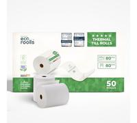 ECO ROOLLS® - Rotoli Cassa 80x80 Termica Fiscale - Rotolo per stampante registratore di cassa fiscale 80mm x 80m x 12mm - Rotolini carta termica 80x80x12 - [50x]