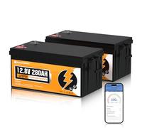 ECO-WORTHY 2 confezioni da 12 V 280 Ah LiFePO4 Bluetooth con protezione BMS a bassa velocità e fino a 15000 cicli, batteria al litio 7 KWH 12 V 280 AH per camper, impianto solare completo