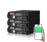 ECO-WORTHY 3 Pacchi LiFePO4 48V 100Ah V3 Bluetooth con 100A BMS, 15,36kWh 3U Alloggiamento Server Rack Batteria al litio con Supporto CAN&RS485 per Impianto Solare Set Completo, Impianto Fotovoltaico