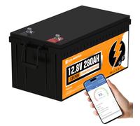 ECO-WORTHY Batteria al litio Bluetooth 12 V 280 AH,Batteria LiFePO4 ricaricabile con BMS,Batteria al litio per campeggio, auto, pesca alla linea, caravan, sistema solare