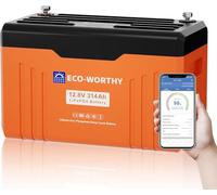 ECO-WORTHY Batteria LiFePO4 12V 314 AH, Bluetooth e Display, Batteria Litio 12V con BMS, Numero Massimo di Cicli 15000, Lifepo4 Ferro Fosfato da 4019Wh, Adatta per Camper e Pannello solare