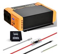 ECO-WORTHY Inverter da 12 V a 230 V sinus puro, convertitore di tensione da 1100 W, connettore USB Dual 18 W, 2 prese AC, 1 morsetti hardwire e 1 fusibile da 100 A, ECO1100W(BB)