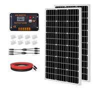 ECO-WORTHY Kit pannello solare da 200 W, 12 V, 2 pezzi, pannelli solari monocristallini da 100 W, con regolatore di carica LCD da 30 A, per camper, roulotte, barca, campeggio, impianto solare completo