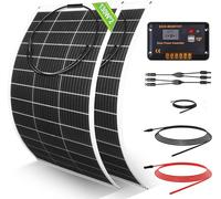 ECO-WORTHY - Kit pannello solare flessibile da 260 Watt, 12 Volt, indipendente dalla rete, fuori rete: 2 pezzi di pannello solare da 130 W + regolatore di carica PWM con display LCD da 30 A + cavo
