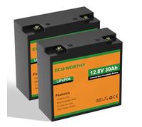ECO-WORTHY LiFePO4 12 V 30 Ah con protezione BMS da 25 A e max. 15000 cicli, batteria al litio da 384 Wh 12 V 30 Ah per motore a traina, sedie a rotelle elettriche, barca, fuoribordo