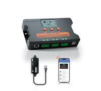 ECO-WORTHY PWM 30 A, Regolatore di Carica Solare da 12 V/24 V, Controller Intelligente con RS485, può Essere Regolato Individualmente con Doppia Porta USB da 5 V e Display LCD per FLD, LFP, SLD, GEL
