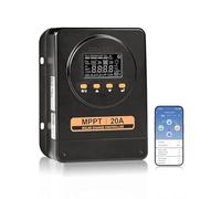 ECO-WORTHY Regolatore di carica MPPT da 20 A, 12 V/24 V, con rilevamento automatico, Bluetooth, app e display, compatibile con batterie al piombo-acido, SLA, FLD, LFP, adatto per camper e sistemi