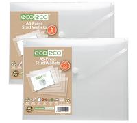 Eco032x2 eco032x2 - Raccoglitore a bottone in plastica, formato A5, 50% riciclato, trasparente
