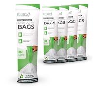 EcoBag Confezione da 100 sacchetti per la spazzatura da cucina con coulisse, 30 l, 25 micron, resistenti, extra resistenti, compatibili con Brabantia, ecologici, resistenti agli strappi, trasparenti