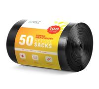 EcoBag - Confezione da 50 sacchi per rifiuti super resistenti, 35 micron, riciclabili, resistenti alle perdite, ecologici, durevoli, per uso domestico e commerciale, extra forti