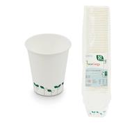 Ecocanny, Bicchieri per Bevande Calde in Cartoncino a Dispersione Termica, 180cc, Compostabili e Biodegradabili, Ideali per Uffici e Catering, Confezione da 50 Pezzi