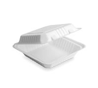 ECOCANNY, Box per Hamburger Premium in Canna da Zucchero, Compostabile e Biodegradabile, Capacità 900cc, 1 Scomparto, Perfetto per Ristorazione Ecosostenibile e Take-Away, 50 Pezzi