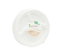 ECOCANNY, Piatto Diviso in Canna da Zucchero, Biodegradabile e Compostabile, Diametro 261mm, Design Pratico con 3 Scomparti, Ideale per Eventi e Uso Quotidiano, 50 Pezzi