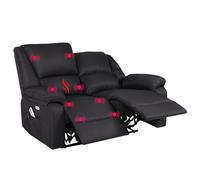 ECODE Divano 2 Posti Reclinabile e Indipendente su Entrambi i Lati con Poltrona Relax Massaggiante e Calore Lombare - Modello Europa con Design Moderno Salvaspazio per Ambienti Piccoli