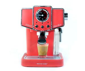 ECODE® Macchina Caffè Cialde ESE 44 Espresso e Caffe Macinato in Polvere con Montalatte per Cappuccino, Tè o Infusioni - Coffee Machine 20 bar e Vaporizzatore in Acciaio - Disegno Stile Vintage