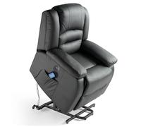 ECODE® Poltrona Elettrica Alzapersona - Relax Massaggiante, Reclinabile e Riscaldante con Poggiapiedi - Offerta Poltrona-Letto Per Anziani da Interno, Soggiorno o Salotto - Ecopelle con Vibro Motori