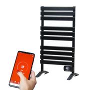 ECODE Scaldasalviette Elettrico Bagno WiFi e Display LED, Termoarredo Soggiorno Programmabile con Termosifone Moderno e Termostato, Ideale come Porta Asciugamani e Radiatore da Parete o Pavimento