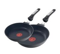 ECODE® Set Padelle Antiaderenti per Induzione e Gas con 2 Manici Removibili - Kit Salvaspazio da 20 e 24 cm Adatte a Forno, Lavastoviglie e Tutti i Piani Cottura - In Alluminio Fuso Non Tossiche