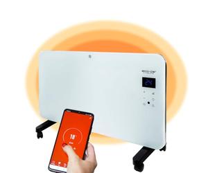 ECODE Stufa Elettrica Basso Consumo 1000W, Scaldino Elettrico Ideale come Termoarredo Bagno o Stanza, Scaldabagno e Termoconvettore Ceramico da Parete, su Ruote o Piedini con WiFi e Display Touch
