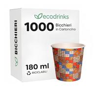 ecodrinks 1000 Bicchierini Caffè Carta 180ml - Design MAIOLICA - Per Espresso, Cappuccino, Te - Bicchieri Monouso per Servizio Veloce, Resistenti al Caldo - Ideali in Uffico, Bar, Eventi (D1)