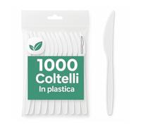 ecodrinks - 1000 Coltelli di Polipropilene Riutilizzabili - Senza BPA, Resistenti ed Ergonomici - Perfetti per Catering, Eventi, Feste, Picnic e Barbecue - 16cm