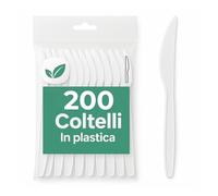 ecodrinks - 200 Coltelli di Polipropilene Riutilizzabili - Senza BPA, Resistenti ed Ergonomici - Perfetti per Catering, Eventi, Feste, Picnic e Barbecue - 16cm