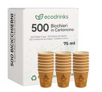 ecodrinks - 500 Bicchieri Caffe Carta Da 75ml - Set Bicchierini caffè Monouso per Bevande Calde/Fredde - Biodegradabili, Eco-friendly e Made in Italy, Marrone