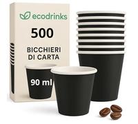 ecodrinks - 500 Bicchieri Caffe Carta Da 90ml - Set Bicchierini Monouso per Bevande Calde/Fredde - Biodegradabili, Eco-friendly e Made in Italy, Nero