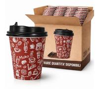 ecodrinks 500 Bicchieri di Carta con Coperchio da 240ml - Ideali per Cappuccino, Tè, Caffè - Biodegradabile e Resistenti - Per Bar, Ufficio e Asporto